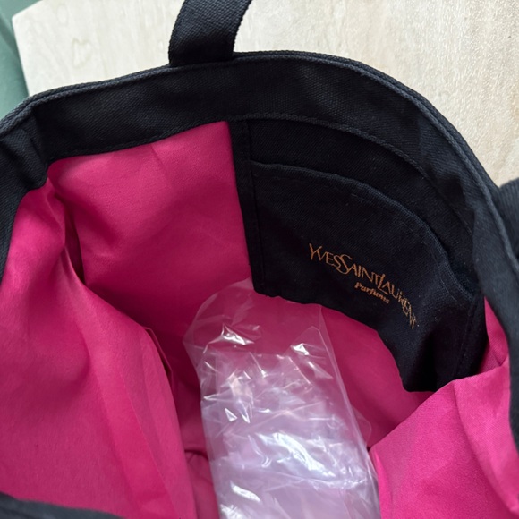 Yves Saint Laurent YSL Tote Bag Black Gold Embroidery Logo New - Picture 4 of 4